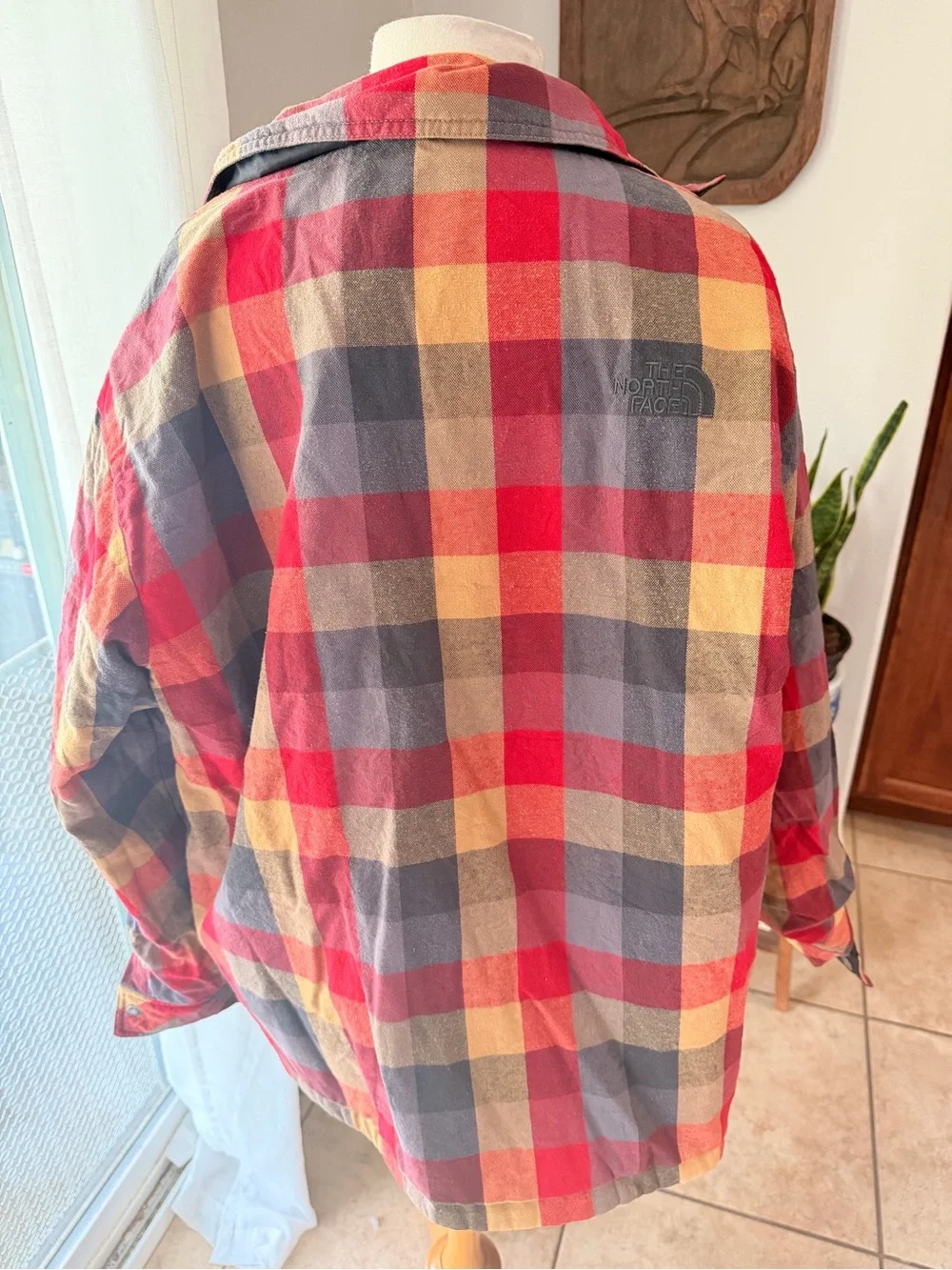 The North Face Reversible Plaid Insulated Jacket Black Red Flannel Men's L